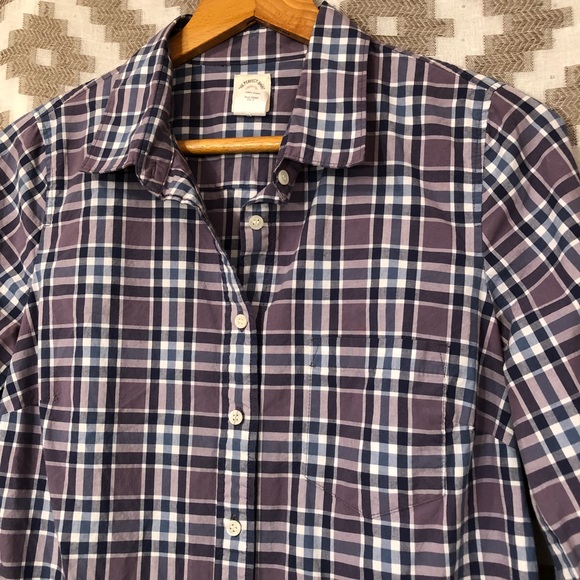 J. Crew Purple Plaid Perfect Shirt Button Down 59 - Picture 2 of 5